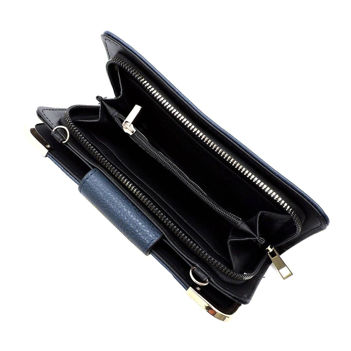 Turn Lock Wallet with Crossbody Chain Strap