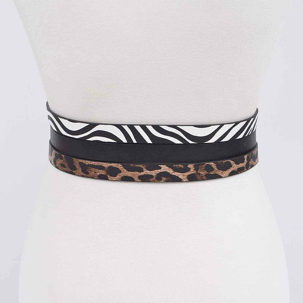 3 Piece Belt Set - Zebra, Black, Leopard
