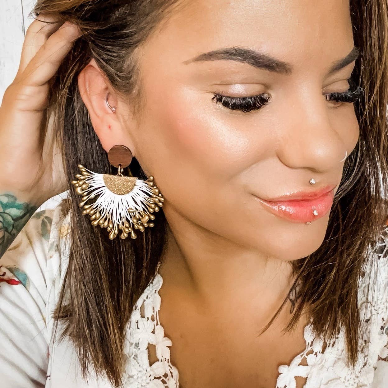 Utopia Polished Wood Dangle Earrings