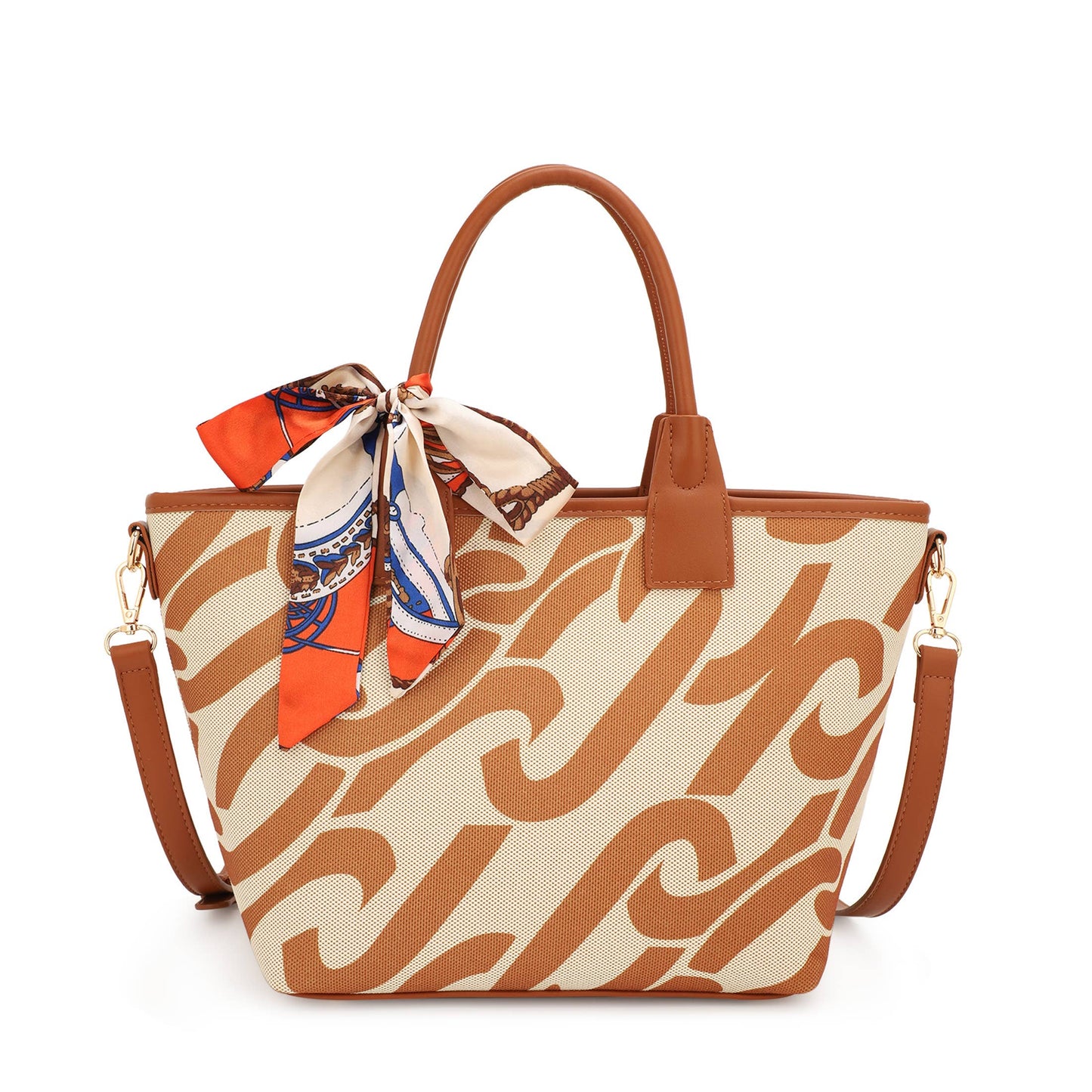 Inspired Printed Tote Bag with Scarf and Crossbody Strap - CLEARANCE