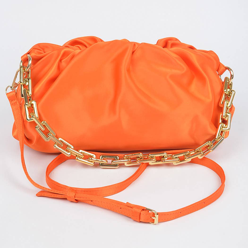 Satin(ish) Dumpling Pouch Bag with Chain Detail