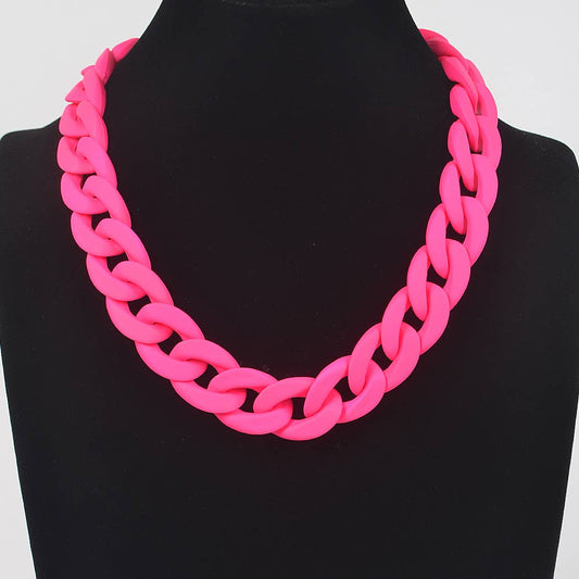 Vivid Color Chunky Black Chain Necklace