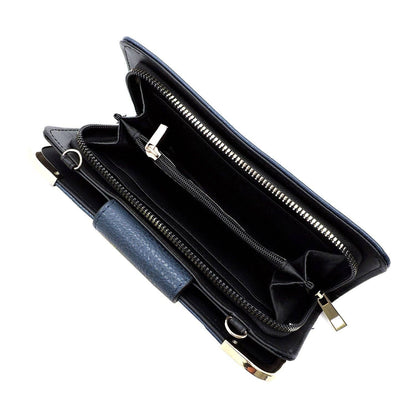 Turn Lock Wallet with Crossbody Chain Strap