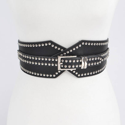 Studded Wide Stretch Belt