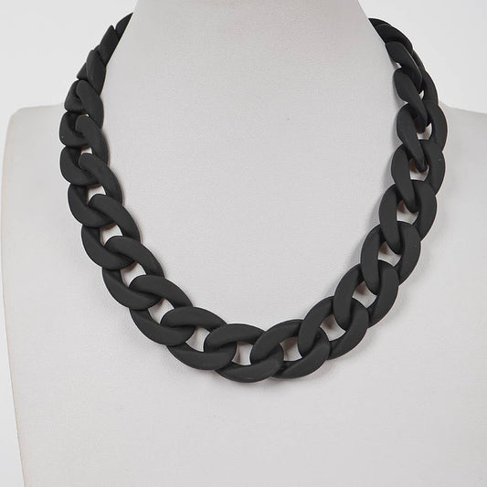 Vivid Color Chunky Black Chain Necklace
