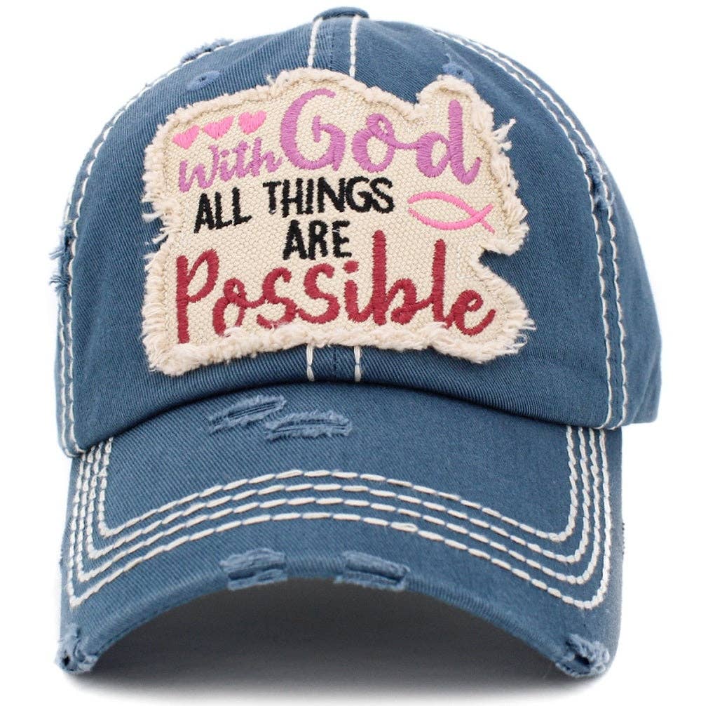 ''WITH GOD ALL THINGS ARE POSSIBLE'' Distressed Cott