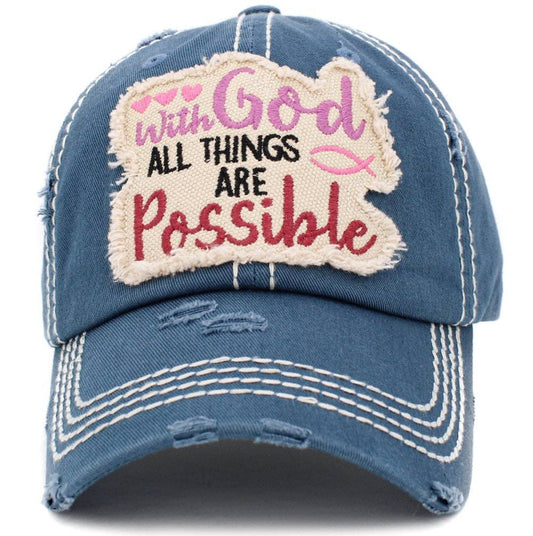 ''WITH GOD ALL THINGS ARE POSSIBLE'' Distressed Cott