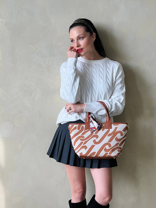 Inspired Printed Tote Bag with Scarf and Crossbody Strap - CLEARANCE