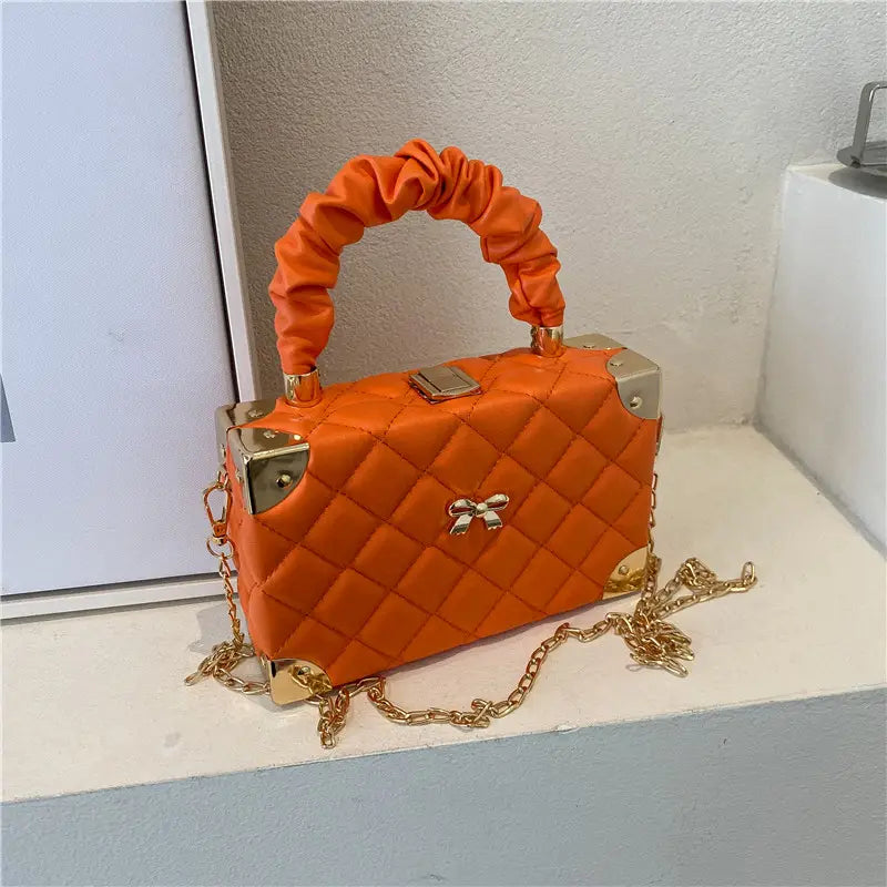 Petite Quilted Box Bag with Bow Detail