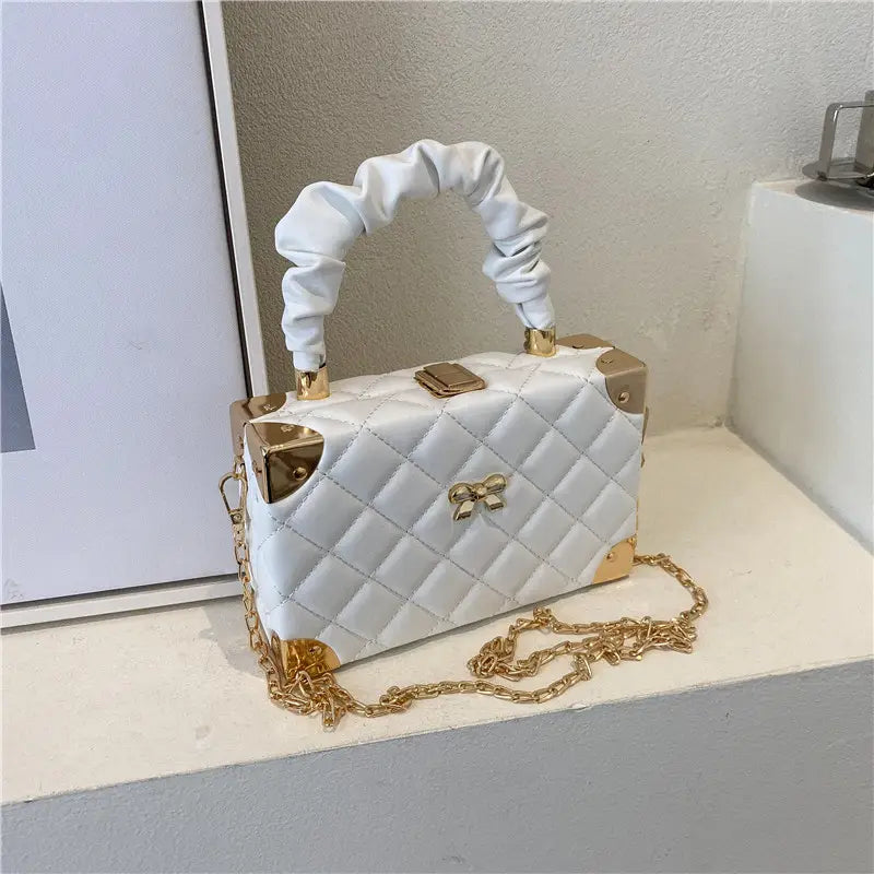 Petite Quilted Box Bag with Bow Detail