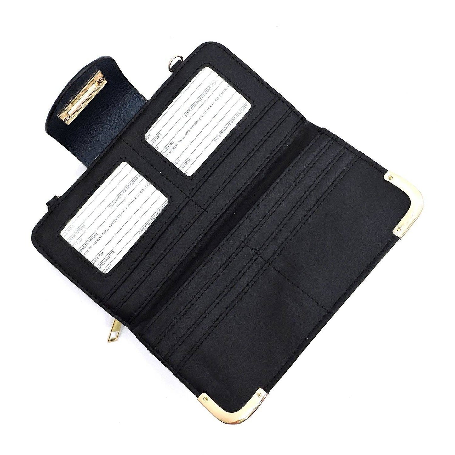 Turn Lock Wallet with Crossbody Chain Strap