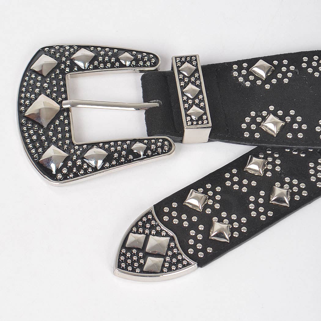Multi Metal Studded Elastic Belt in Silver