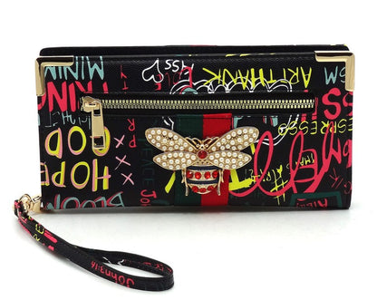 Graffiti Print Queen Bee Clutch Wallet Wrislet